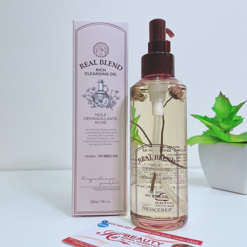 Dầu tẩy trang cung cấp ẩm dưỡng ẩm sạch sâu dịu nhẹ cho da nhạy cảm The Face Shop Real Blend Rich Cleansing Oil 225ml