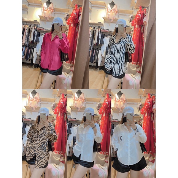 Set áo sơ mi + quần short phồng đen