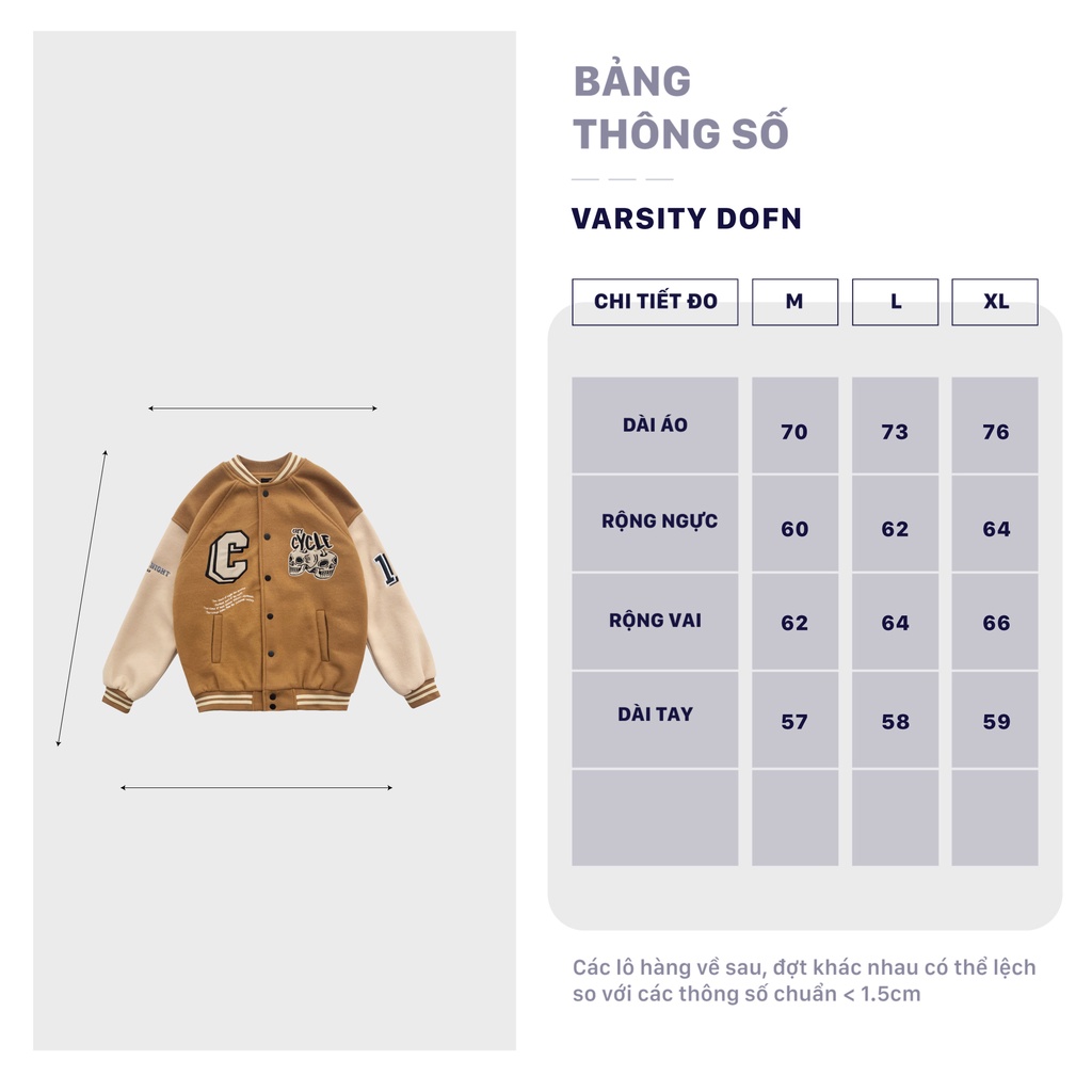 Áo khoác bomber varsity jacket DOFN City Cycle - Áo khoác bóng chày unisex form rộng cao cấp Local