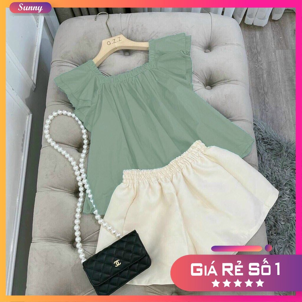 Set Bộ Tiểu Thư - Áo Trễ Vai, Quần Short Lụa - giá tận xưởng, giá sỉ, giá rẻ.
