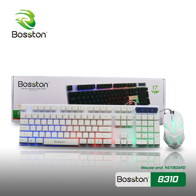 Bộ phím chuột có dây Bosston 8310 (Màu Trắng) Led chuyên game - VSP phân phối