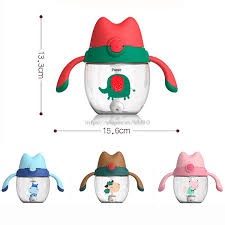 Bình tập uống chống sặc CUTE CAT 300ml kèm quai thay thế