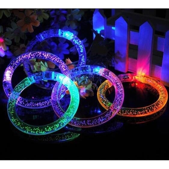 flowersqueen Vòng tay nhựa dạ quang có đèn LED phát sáng cho Halloween