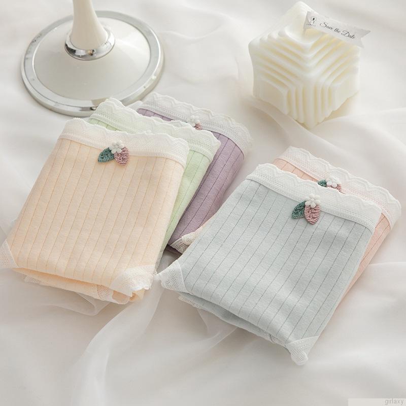 Quần lót mềm mại viền ren màu kẹo thoáng khí cho nữ