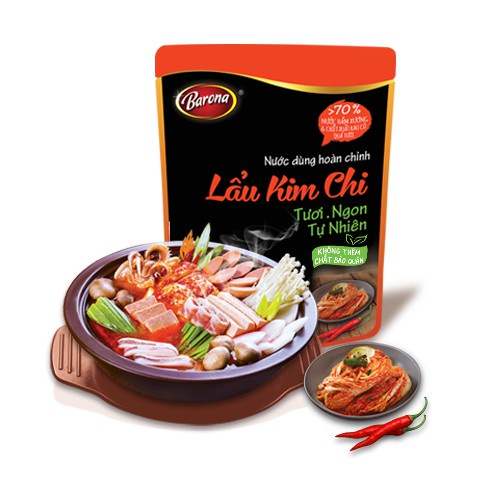 [Lẩu Kim Chi] Combo 1 Nước Dùng Hoàn Chỉnh BARONA - Lẩu Kim Chi 180g và 1 Sa Tế Tôm Barona