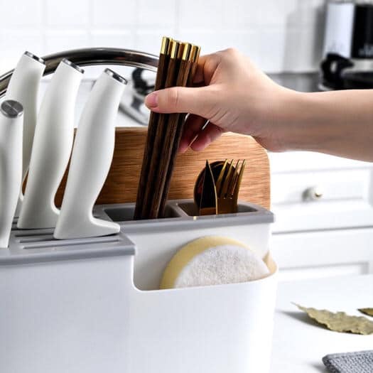 Giá cài dao thớt dạng hộp, đựng đũa thìa muỗng kệ cắm dao úp thớt nắp vung cho nhà bếp
