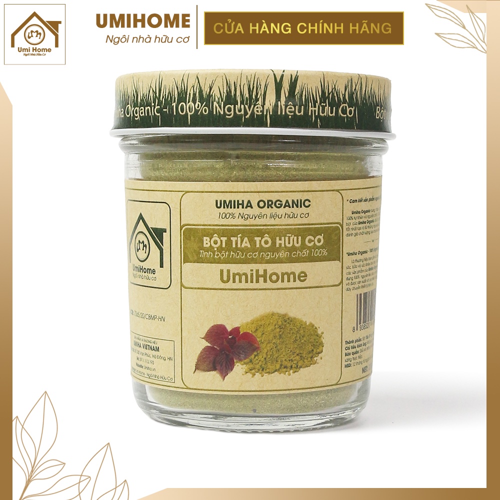 Bột Lá Tía Tô nguyên chất UMIHOME 135g - Đắp mặt nạ dưỡng trắng da, sạch mụn ẩn, làm hồng da hiệu quả