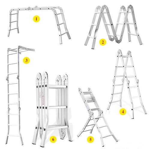 Thang Gâp Chữ a, Thang nhôm gấp 4 đoạn SUMIKA SK604 -BH 24 Tháng-Luôn Có Phụ Kiện Thay Thế
