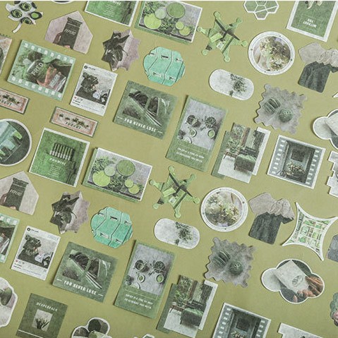 Hộp 80 miếng sticker giấy washi phong cách nhật bản