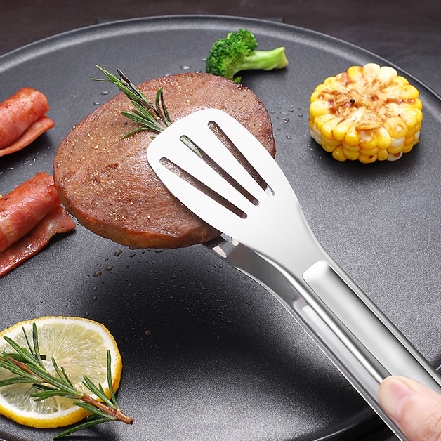 Kẹp gắp đá, dụng cụ gắp đồ nướng, salad, chất liệu Inox cao cấp bền đẹp cán dài