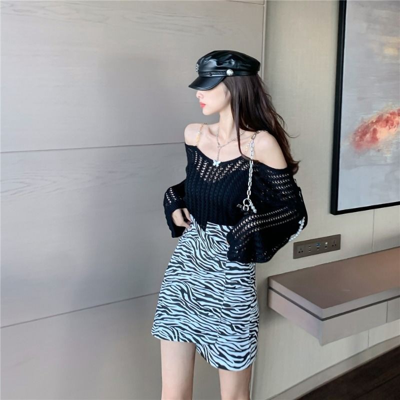 💓💕Áo Kiểu Dệt Kim Mỏng Tay Dài Hở Vai Dáng Rộng Màu Trắng Thời Trang Mùa Thu Cho Nữ | BigBuy360 - bigbuy360.vn