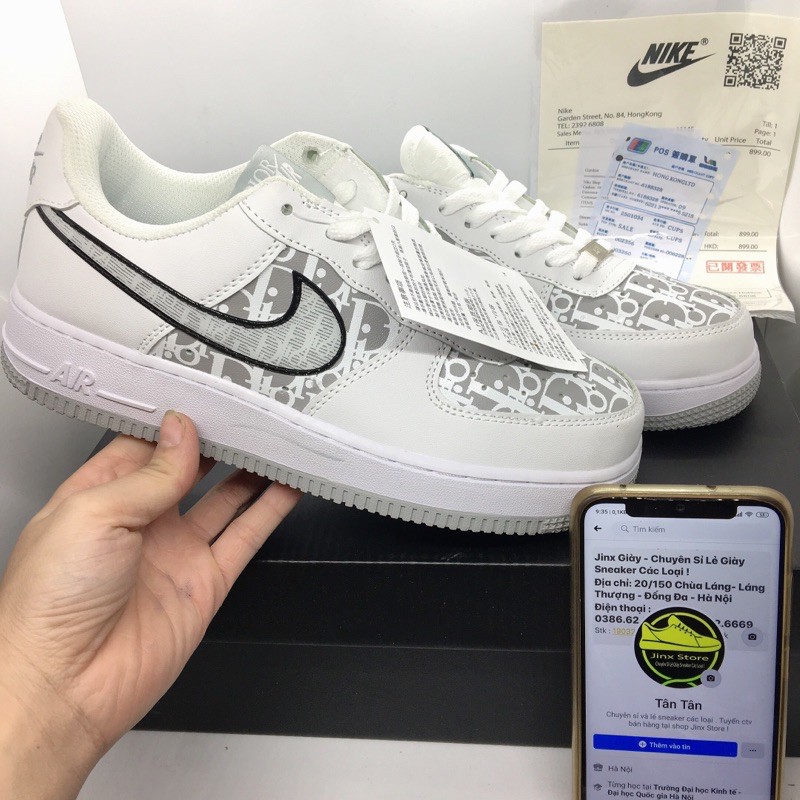 Giày thể thao sneaker AF1 trắng kết hop dior đế xám hàng 1:1 full size | BigBuy360 - bigbuy360.vn