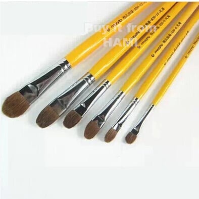 Bộ 6 cọ Filbert lông sói cán dài vẽ acrylic, sơn dầu