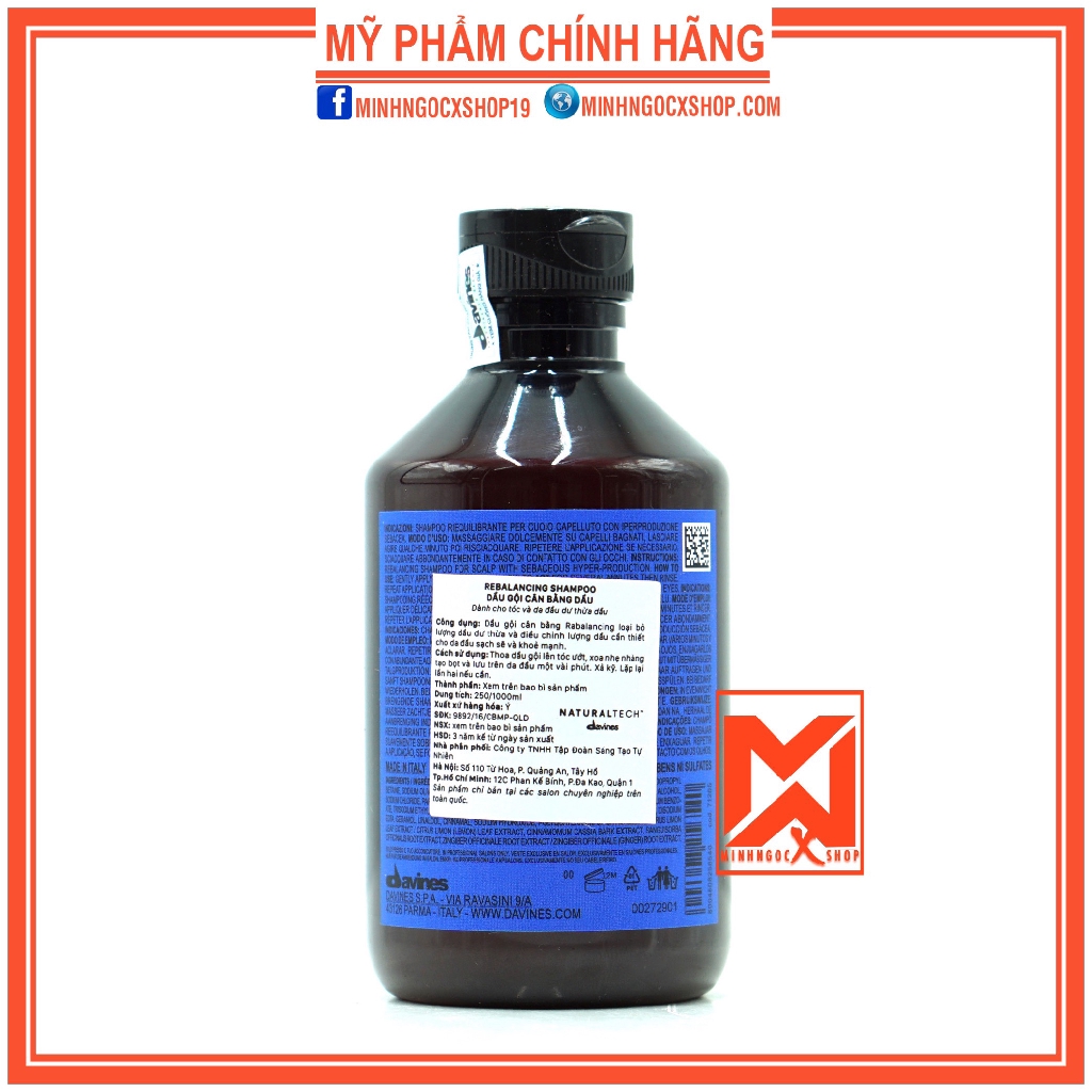 Dầu gội cân bằng dầu DAVINES Rebalancing 250ml chính hãng