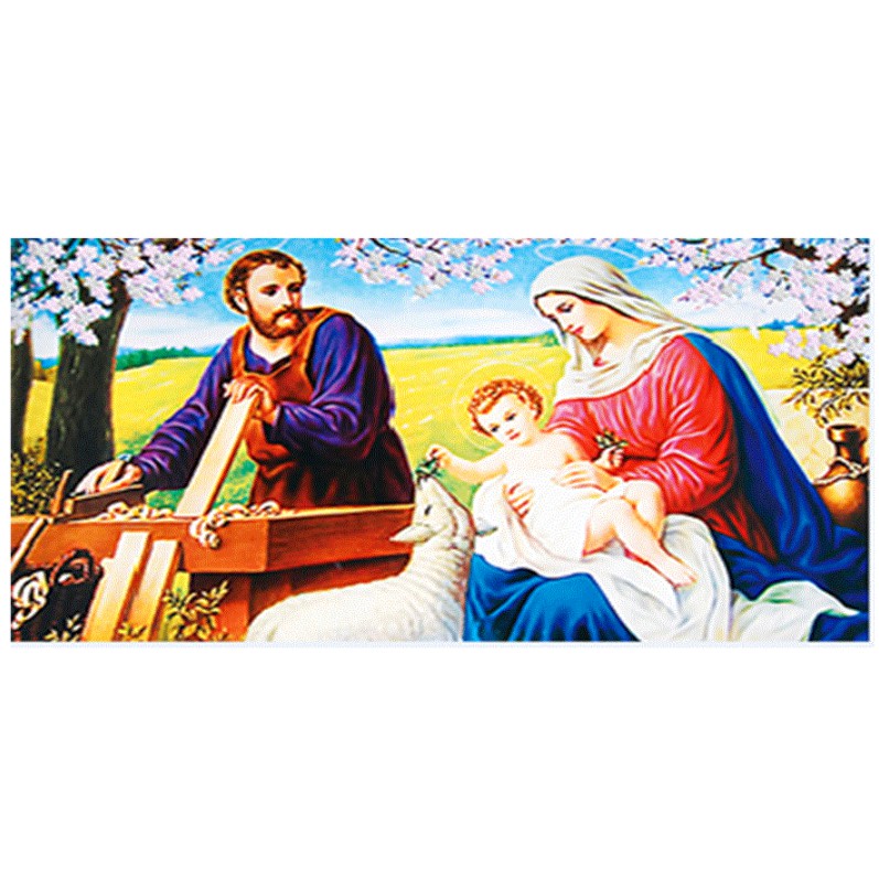 Tranh Thêu Chữ Thập 3D Gia Đình Thánh Gia DV6144 (KHÁCH TỰ THÊU) KT:70X43CM
