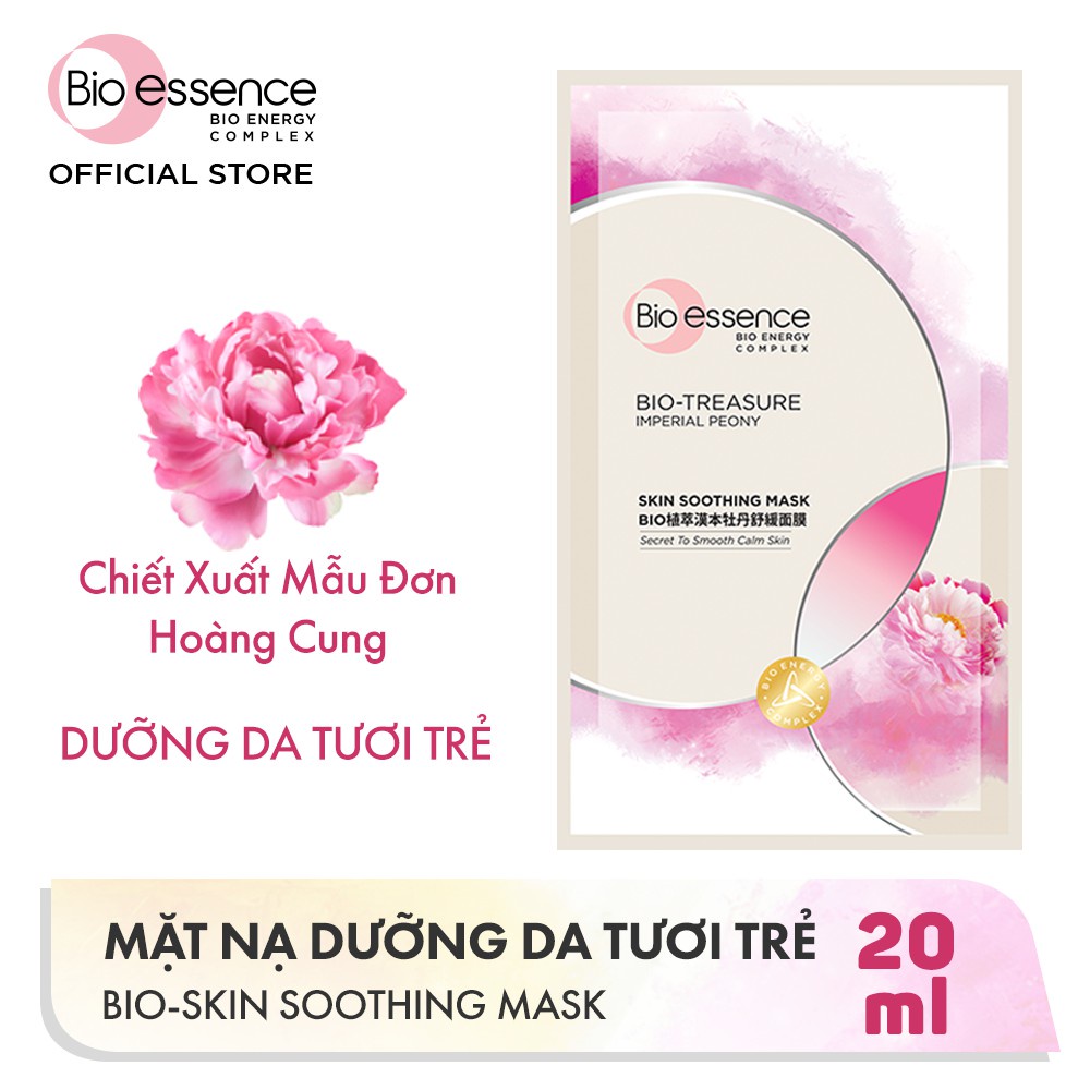 Mặt nạ dưỡng da tươi trẻ Bio-Essence Skin Soothing Mask mẫu đơn hoàng cung 20ml