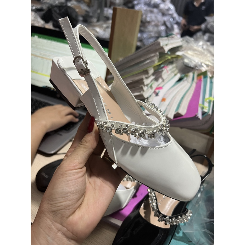 Giày búp bê đế 3p mũi nhọn có quai ngọc tiểu thư sang chảnh ERICA SD036