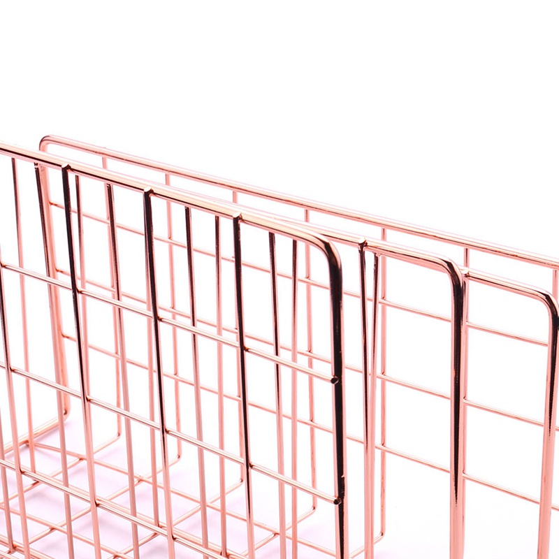 Túi Đựng Thư Để Bàn 3 Ngăn Bằng Kim Loại Màu Vàng Hồng