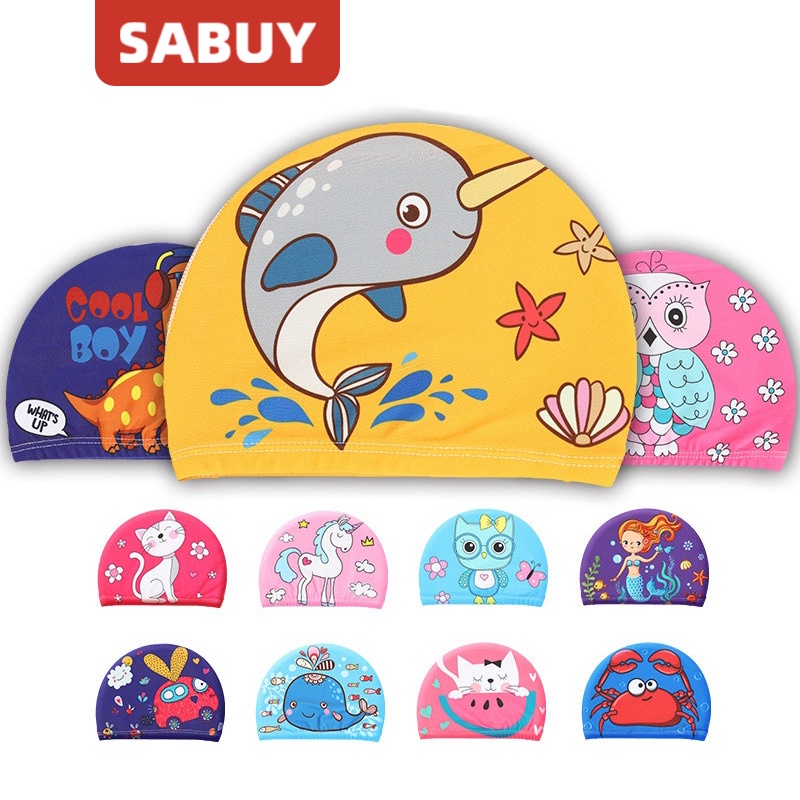 SABUY Mũ Bơi Họa Tiết Hoạt Hình Động Vật Đáng Yêu Cho Bé Trai Và Gái