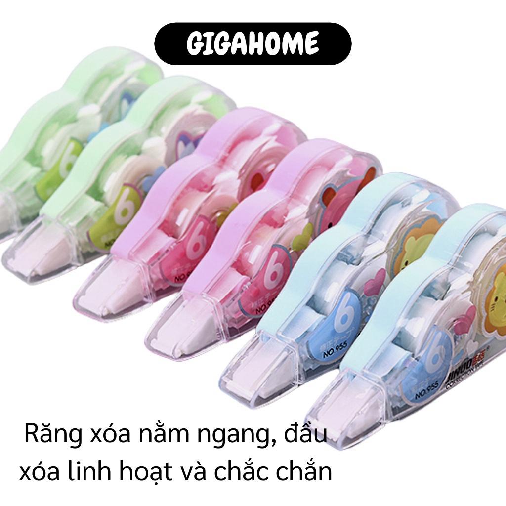 Bút Xóa Kéo GIGAHOME Combo 6 Cây Bút Xóa Giấy Sửa Lỗi Sai Hình Động Vật Có Túi Đựng Cho Bé 9388