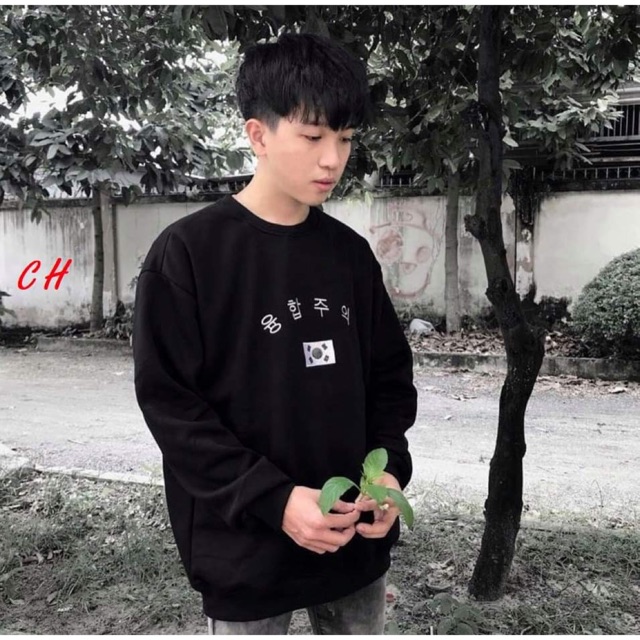 Áo cờ chữ hàn bo gấu COY878