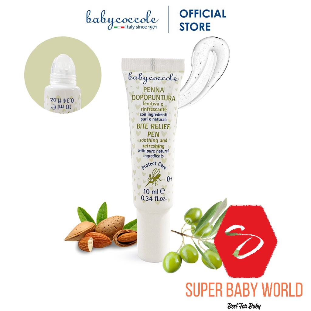 Bút Chấm vết Muỗi Đốt BABYCOCCOLE 0M+ Chiết xuất Hạnh Nhân và Dầu oliu 10ml 0m+