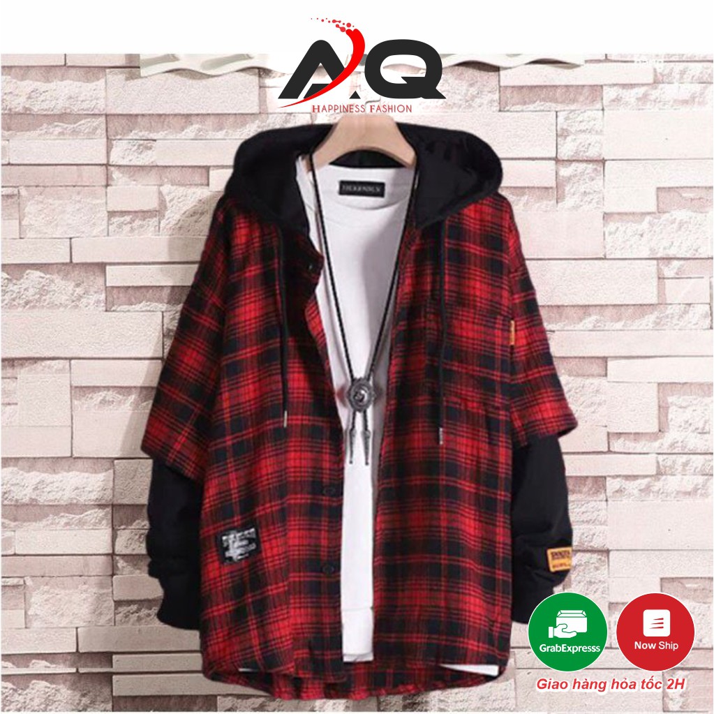 Áo Sơ Mi Caro chống nắng Flannel Sọc Cao Cấp Nam Nữ 💖FREESHIP💖ÁO Khoác Liền Mũ Chống Nắng Tốt Thời Trang- QSTORE