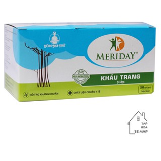 Khẩu trang y tế Meriday xanh (50 cái/hộp) của Bông Bạch Tuyết