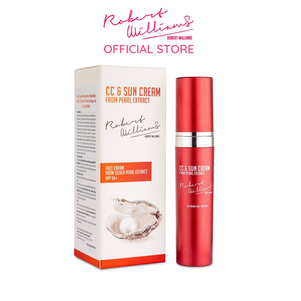 Kem chống nắng trang điểm 2in1 dưỡng da 30g SPF50+ ROBERT WILLIAMS CC & Sun cream