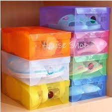 Hộp nhựa đựng giày trong suốt nhiều màu sắc 4k (GIAO MÀU NGẪU NHIÊN)