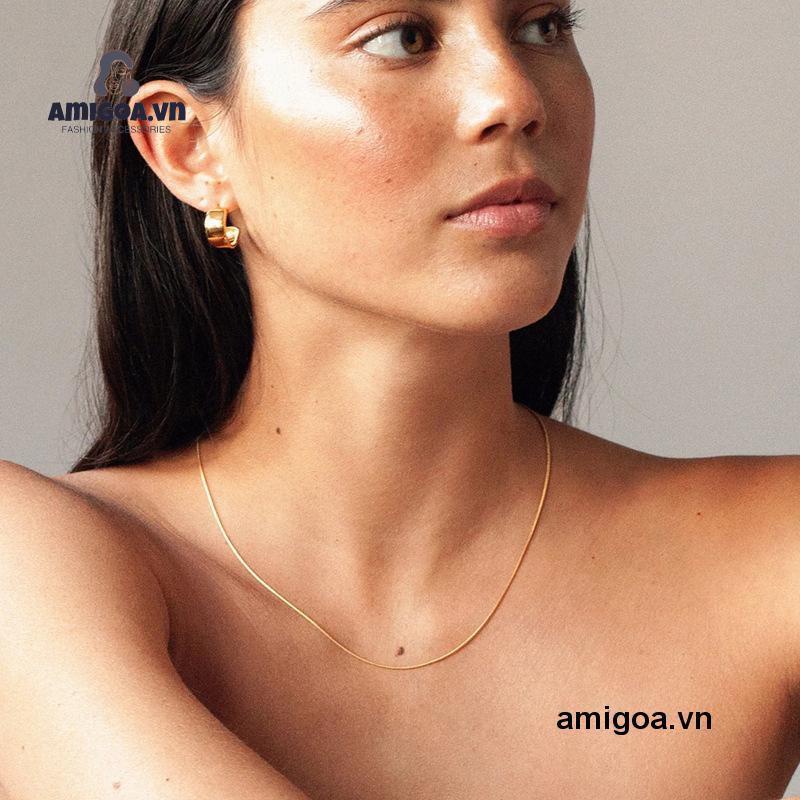 Vòng cổ Sợi Mảnh Hai Lớp Mạ Vàng Thiết Kế Hình Rắn Xinh Xắn Cho Nữ
