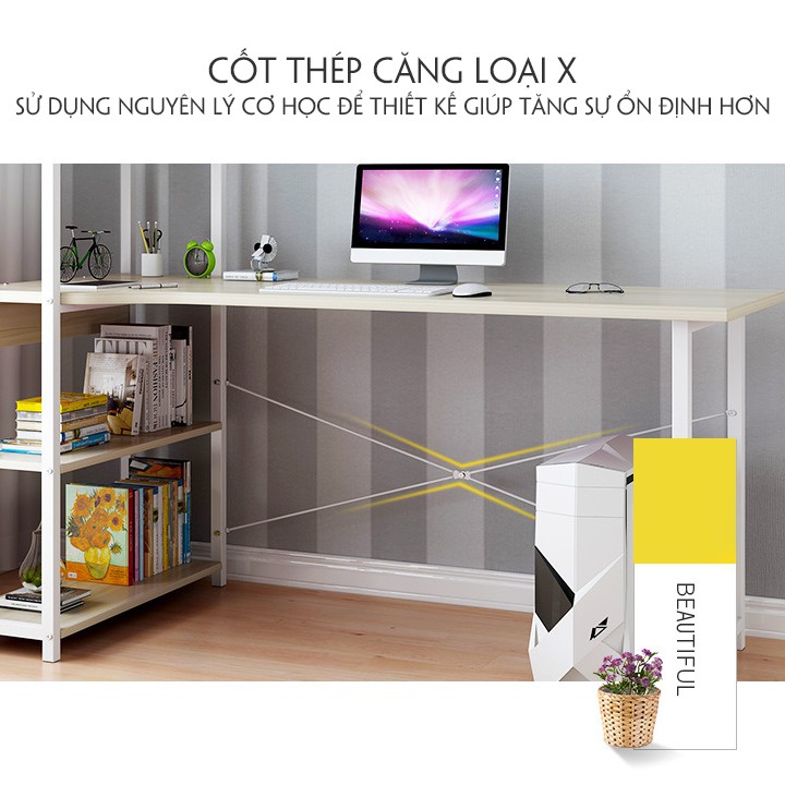 Bàn học ,làm việc chân sắt T208 (120*55*110 cm) kèm giá sách thuận lợi cho việc học,tiết kiệm diện tích