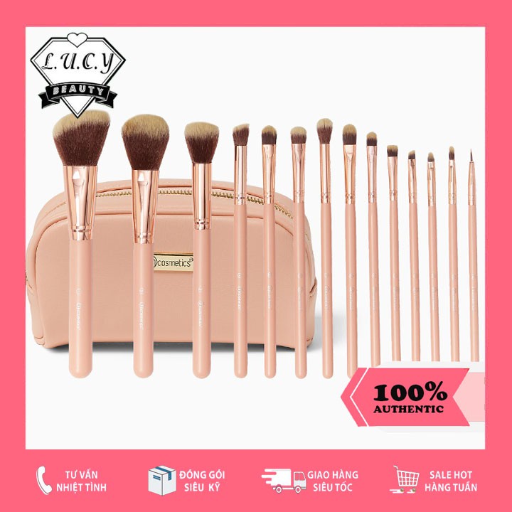 Hàng USA- Bộ cọ 14 cây BH cosmetics BH Chic - 14 Piece Brush Set with Cosmetic Case New