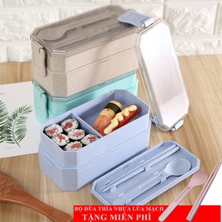 Hộp đựng cơm lúa mạch 2 tầng cao cấp an toàn cho sức khỏe