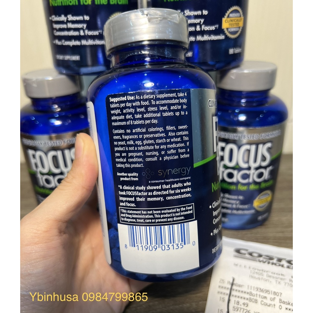 Viên uống bổ não Focus Factor 180 viên của Mỹ hỗ trợ trí nhớ, tăng tập trung, tỉnh táo