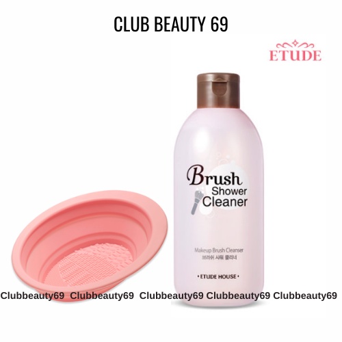 Nước Rửa Cọ, dung dịch làm sạch cọ trang điểm Etude House Brush Shower Cleaner 250ml kèm bồn rửa cọ, kèm bill web