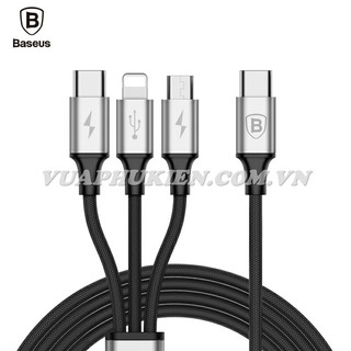 Cáp sạc nhanh tốc độ cao hãng Baseus tích hợp 3 đầu kết nối (Type C to Type C / Android / iPhone)