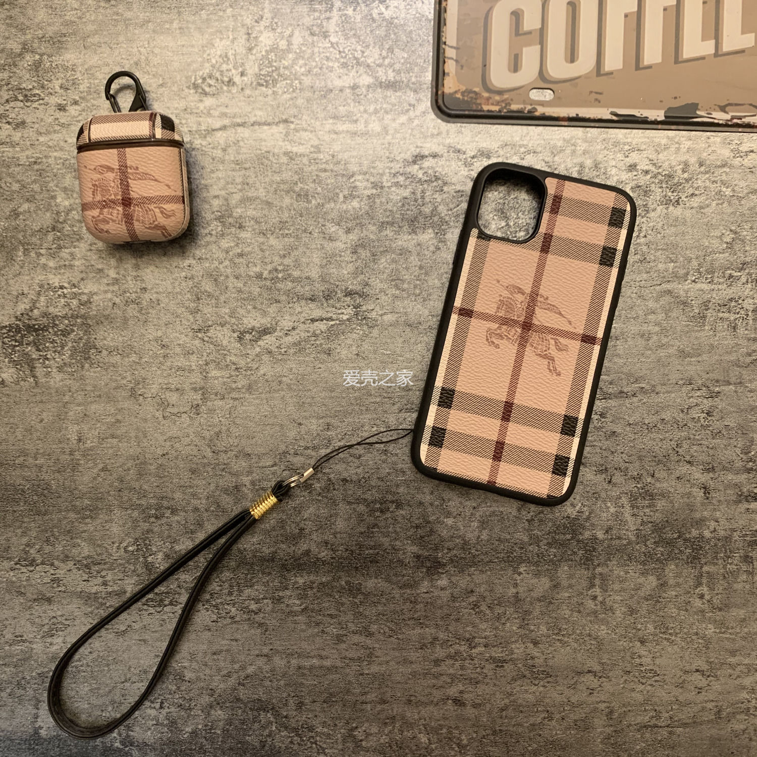 LV GUCCI BURBERRY BURBERRY Ốp Lưng Họa Tiết Đan Ô Vuông Có Dây Đeo Cho Iphone 12 Pro Max 11 Pro Max Xr Xs Max 6 6s 7 8 Plus Se 2020