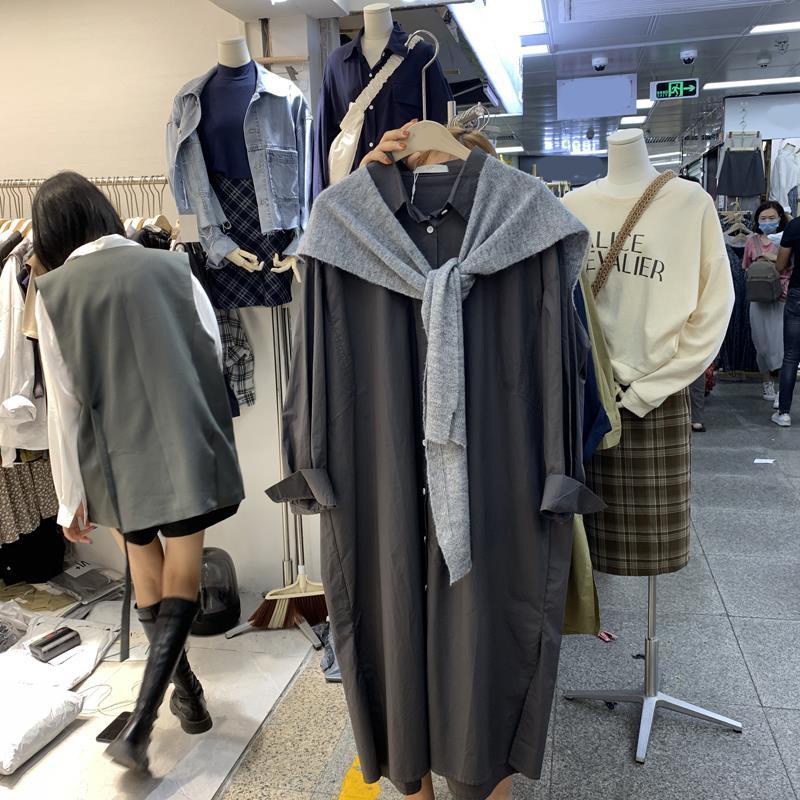 Bộ Áo Sơ Mi Dáng Rộng + Đầm Dài Dáng Chữ A Phong Cách Hàn Quốc Thời Trang Mùa Đông 2022