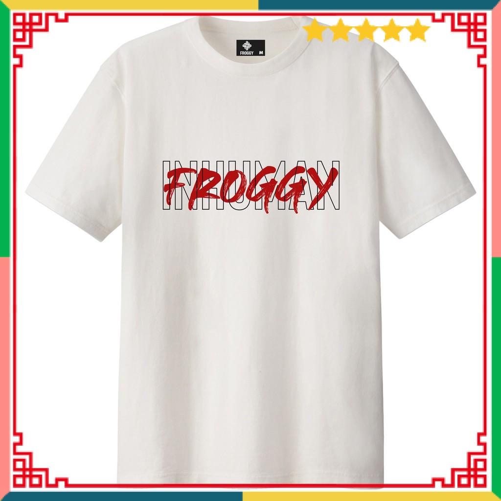 Áo thun tay lỡ FROGGY phông unisex nam nữ cotton oversize form rộng rất dễ phối đồ in chữ FROGGYINHUMAN basic mọi outfit