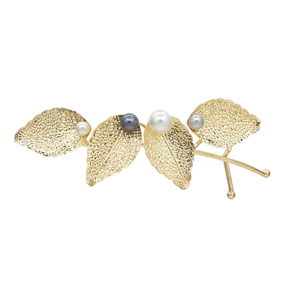 Kẹp tóc hình lá đính ngọc trai thời trang