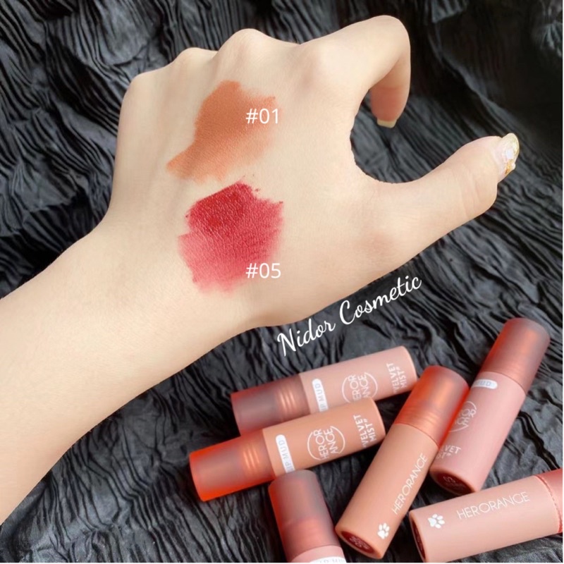 Son Kem HERORANGE Velvet Mist Thỏi Mini