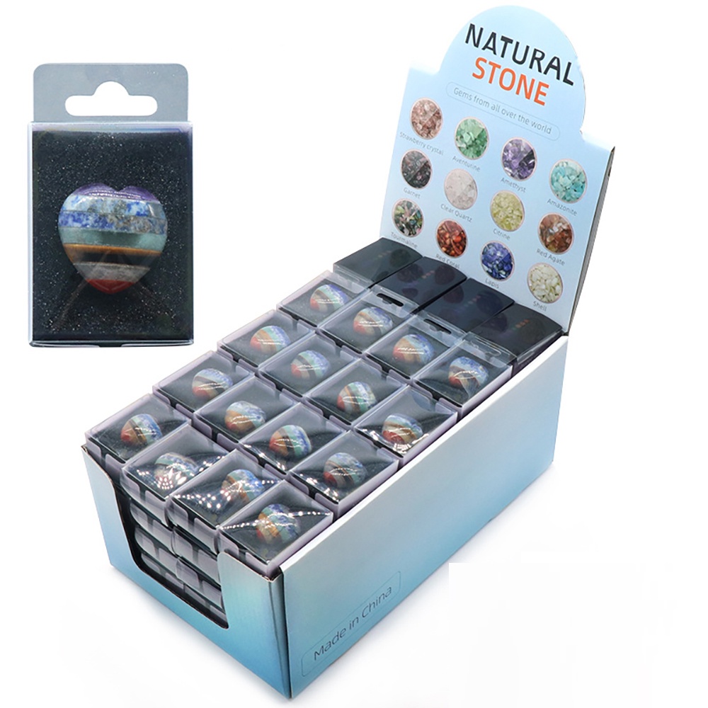 Đá Thanh Tẩy Hình Trái Tim Chakra 7 Loại Đá 3 Cm DA71