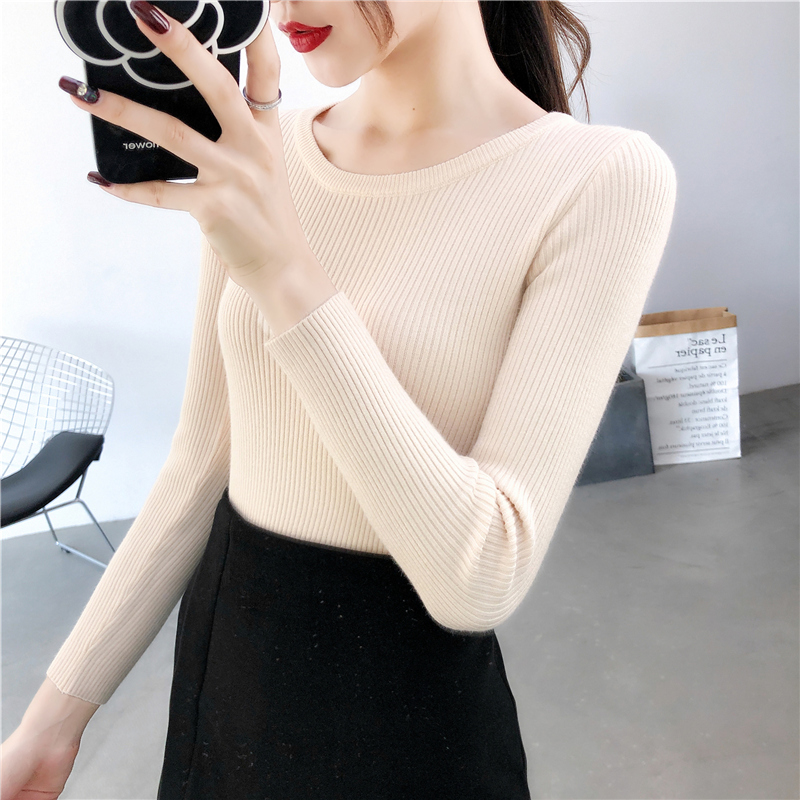 Áo len tay dài cổ tròn thanh lịch thời trang dành cho nữ