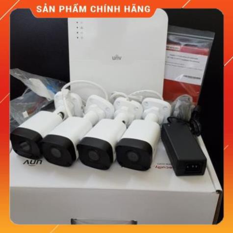 [Hàng chính hãng]  Bộ KIT 4 Camera UNV IP 2.0Mpx FULL HD 1080P gồm  ĐẦU GHI+ 4 CAM + Ổ CỨNG, 4 cổng POE dễ dàng lắp đặt