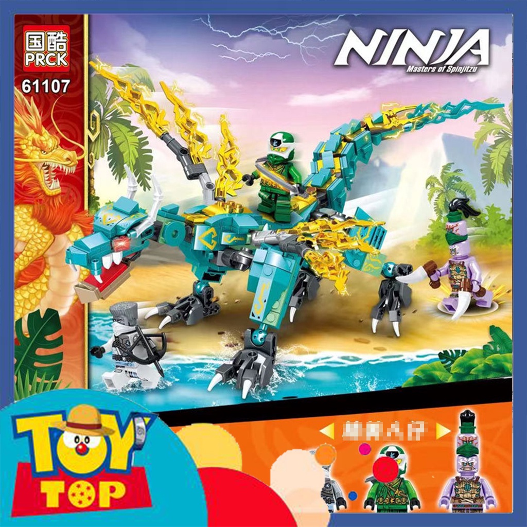 Đồ chơi lắp ráp ghép ninjago mô phỏng rồng xanh jungle của Lloyd cùng Zane chiến đấu thổ dân xếp hình PRCK 61107