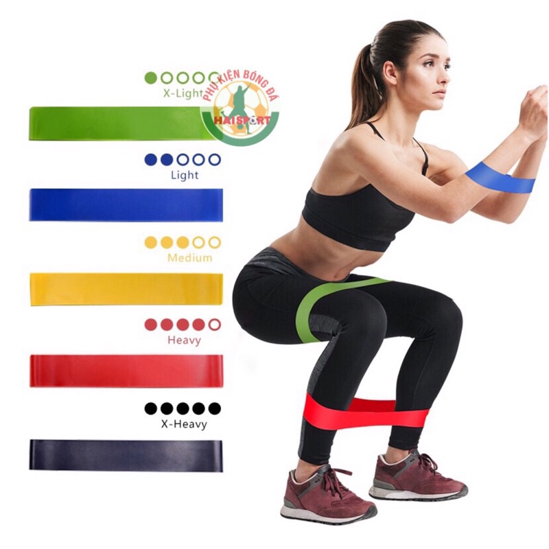 Sét 5 dây kháng lực MiniBand tập mông đùi toàn thân tập gym tại nhà ( Có túi đựng )