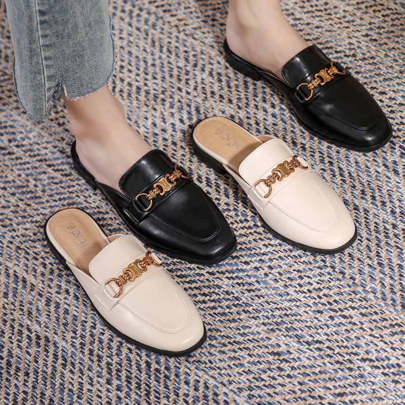 Dép Sandal Da Mềm Đế Bằng Phong Cách Hàn Quốc Cổ Điển Dành Cho Nữ Size 34-42