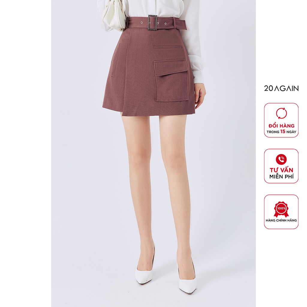 [Mã WABRAG99 giảm 10% đơn 99K] Chân váy công sở dáng A 20AGAIN hàng thiết kế túi ốp trẻ trung JAA1206