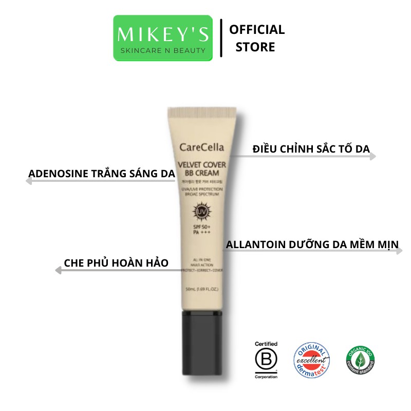 Kem nền CHE KHUYẾT ĐIỂM Carecella Mikeybeauty92 KIỀM DẦU cho da dầu (50 ML)